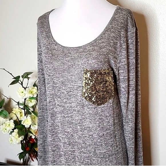 NEW Charcoal Heather Dress Gold Sequin Dress Stretch Summer Bohemian Tunic - Picture 1 of 8